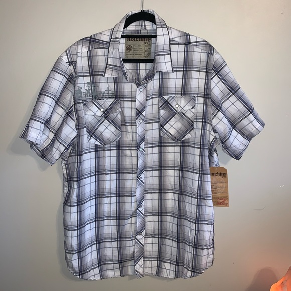 2 NWT XXL Machine short sleeve button up plaid shirts - Picture 4 of 16